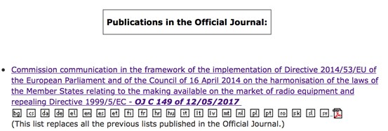 歐盟RED指令（2014/53/EU）協(xié)調(diào)標(biāo)準(zhǔn)更新